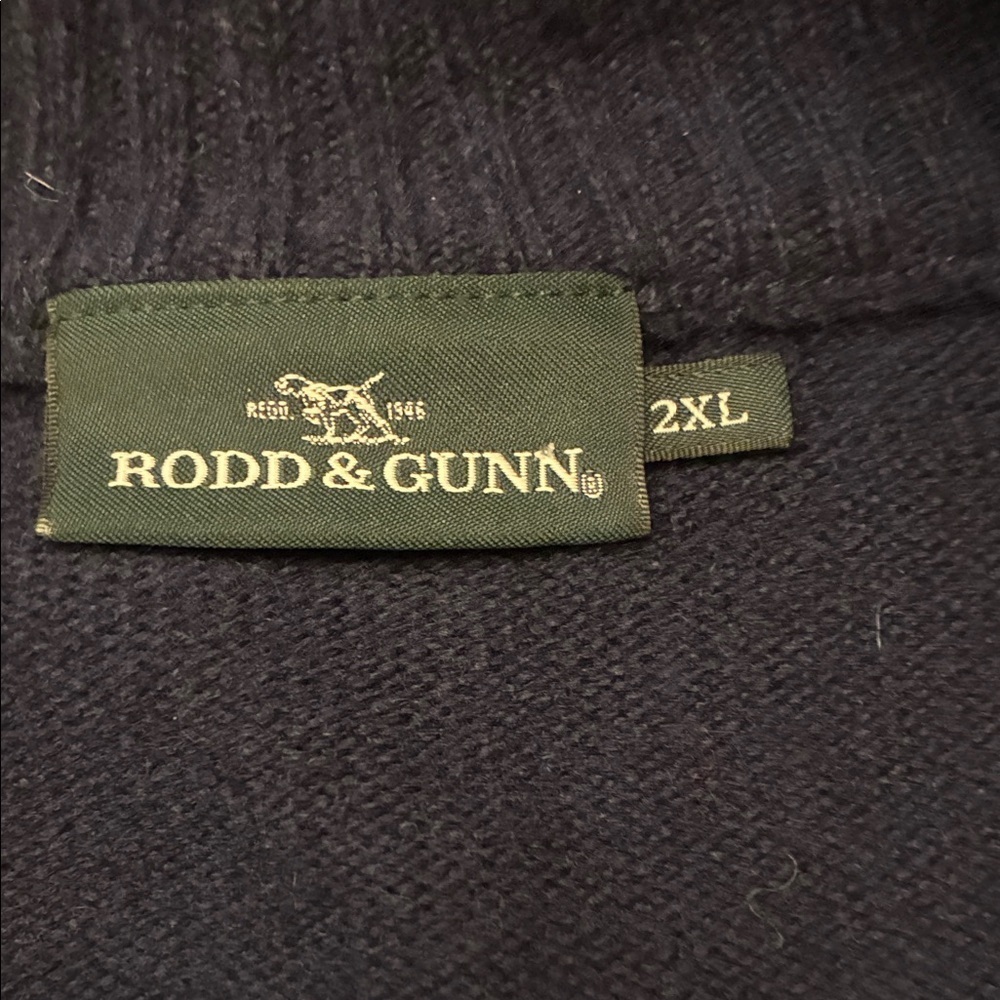Rodd & Gunn Men's Navy Zip-Up Sweater Lambs Wool size 2XL - Picture 2 of 9